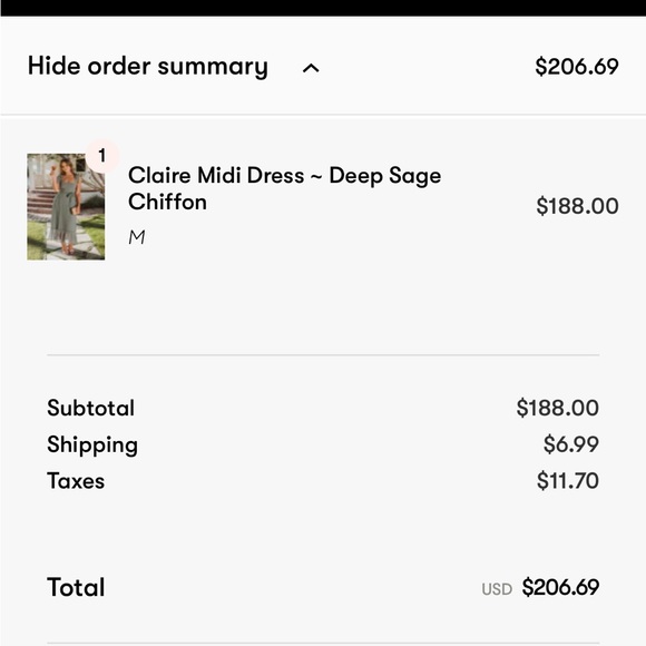 Show Me Your Mumu Claire Midi Dress Deep Sage Chiffon - Picture 3 of 9